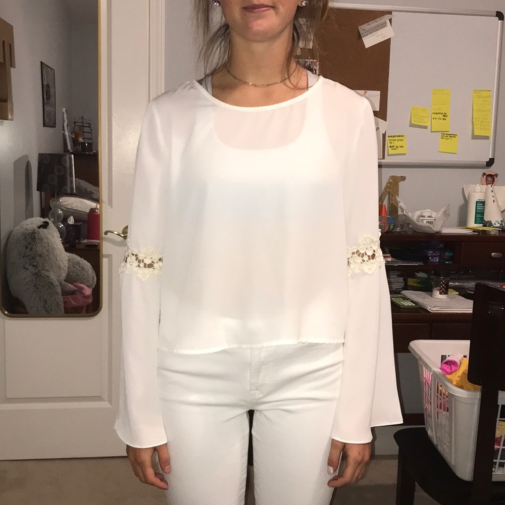 White Flared Sleeve Blouse